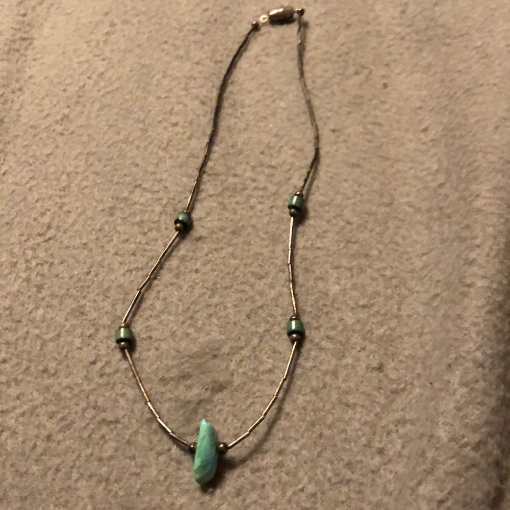 Liquid silver an turquoise necklace